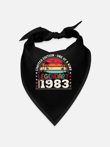 Legendary August 1983 39th Birthday Gift Fun - Bandana - black - Front
