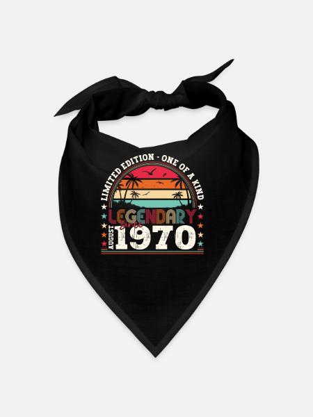 Legendär August 1970 52. Geburtstag Geschenk Fun - Bandana - Schwarz - Vorne