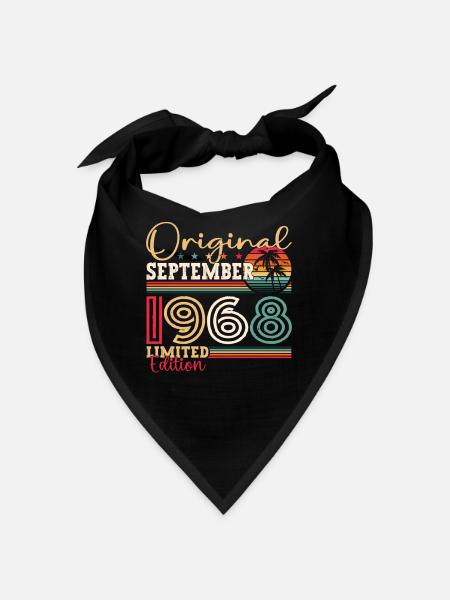 Original September Vintage 1968 Birthday Funny - Bandana - black - Front