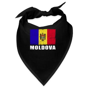 Moldawien Flagge Grunge Moldawien Fahne - Bandana - Schwarz - Vorne