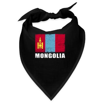 Mongolei Flagge Grunge Mongolei Fahne - Bandana - Schwarz - Vorne