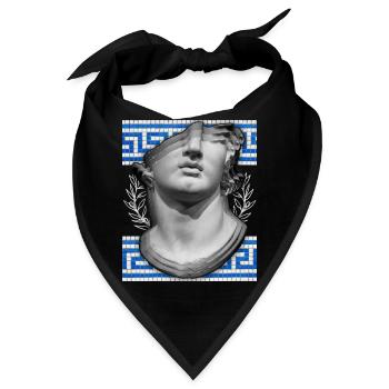 Griechenland, antike Skulptur, Mäandermuster - Bandana - Schwarz - Vorne