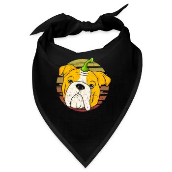 Englische Bulldogge Kürbis Halloween Thanksgiving - Bandana - Schwarz - Vorne