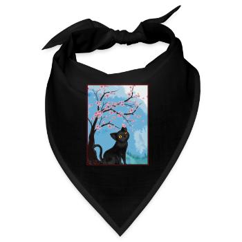 Katzenliebhaber Kirschblüte Japan Kirschbaum - Bandana - Schwarz - Vorne