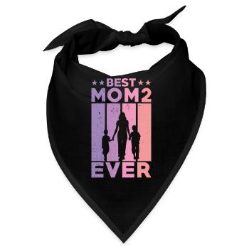 Beste Mutter Aller Zeiten Retro Zwei Kinder Beste - Bandana - Schwarz - Vorne