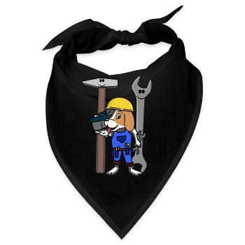 Baustelle Handwerker Hund Werkzeug Schutzhelm Job - Bandana - Schwarz - Vorne