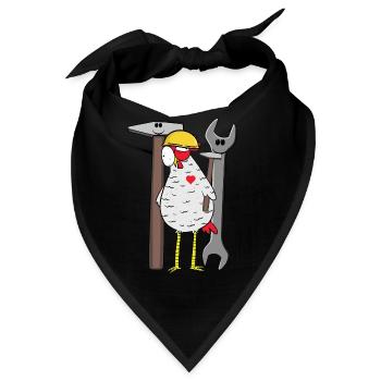 Baustelle Huhn Werkzeug Schutzhelm Bauherr Bauen - Bandana - Schwarz - Vorne