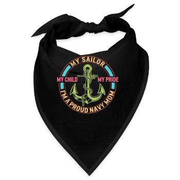 Navy Mutter Hemd, Mein Matrose Mein Kind Mein Stolz, - Bandana - Schwarz - Vorne