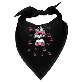 Rockabilly Girl mit Kirschen - Bandana - Schwarz - Vorne