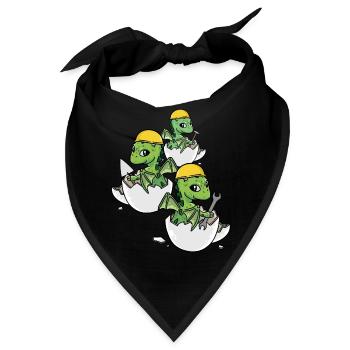 Dino Handwerker Eierschale Werkzeug Berufe Arbeit - Bandana - Schwarz - Vorne