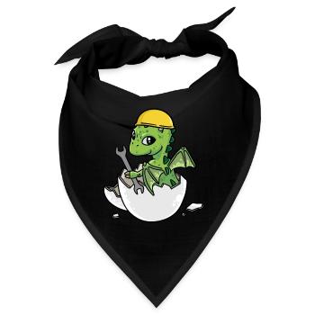 Dino Handwerker Eierschale Werkzeug Kfz Werkstatt - Bandana - Schwarz - Vorne