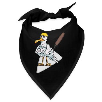 Baustelle Handwerker Möwe Maurer Maurerkelle Bauen - Bandana - Schwarz - Vorne