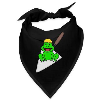 Handwerker Frosch Maurer Maurerkelle Baustelle Bau - Bandana - Schwarz - Vorne