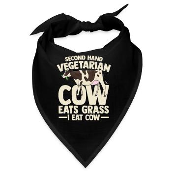 second hand vegetarian cow eats grass i eat cow - Bandana - Schwarz - Vorne