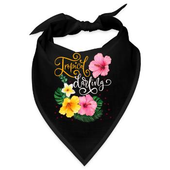 Tropische Blüten, Tropical-Darling, Kalligrafie - Bandana - Schwarz - Vorne