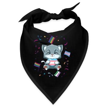 Kawaii Transgender Stolz Katze - Katze umarmt - Bandana - Schwarz - Vorne