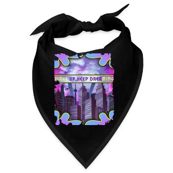 Cityscape Art-Deco, Vaporwave, Outrun-Style - Bandana - Schwarz - Vorne