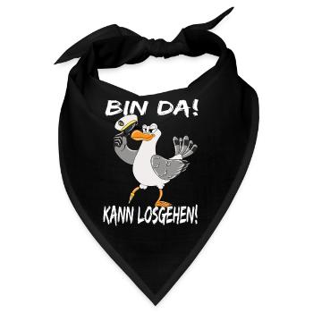 Möwe Ostsee Nordsee Urlaub Bin Da Kann Losgehen - Bandana - Schwarz - Vorne