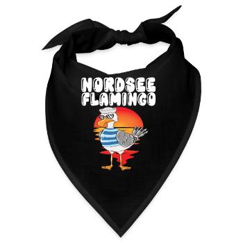 Norddeutsche Sprüche Möwe Nordsee Flamingo Möwe - Bandana - Schwarz - Vorne