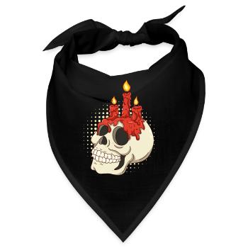 Halloween Deko Totenkopf - Bandana - Schwarz - Vorne