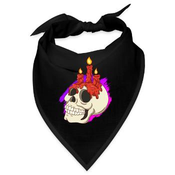 Halloween Deko Totenkopf - Bandana - Schwarz - Vorne