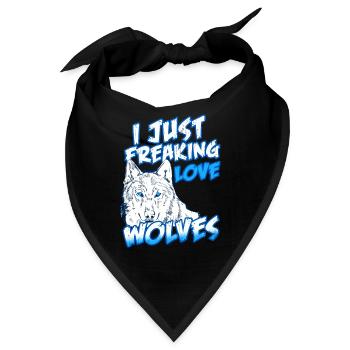 I Just Freaking Love Wolves Retro Vintage - Bandana - Schwarz - Vorne