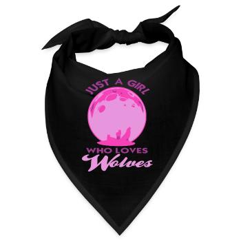 Just A Girl Who Loves Wolves Awesome Retro - Bandana - Schwarz - Vorne