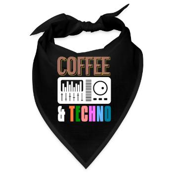COFFEE & TECHNO Awesome Retro Music Techno - Bandana - Schwarz - Vorne