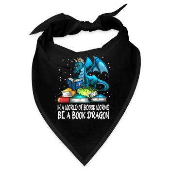 Buch Book Worm Book Dragon lesen Leseoutfit Drache - Bandana - Schwarz - Vorne