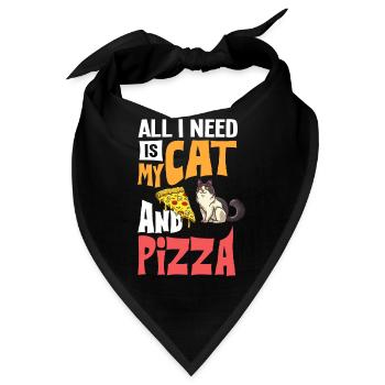 Pizza Katze Essen Pizzeria Italienisch Kätzchen - Bandana - Schwarz - Vorne