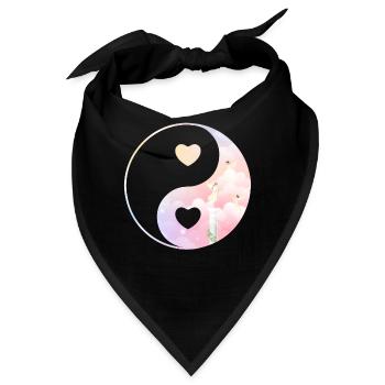 Angelcore Ästhetik Yin Yang Herz Ying Yang - Bandana - Schwarz - Vorne