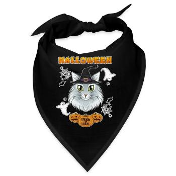 Norwegian Forest Cat Lover I Happy Halloween - Bandana - Schwarz - Vorne