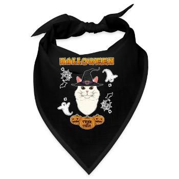 Turkish Angora Cat Lover I Happy Halloween - Bandana - Schwarz - Vorne