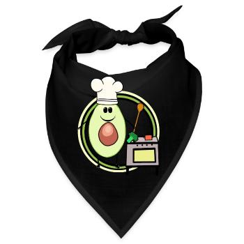 Avocado Kochkunst Hobbykoch Koch Kochmütze Herd - Bandana - Schwarz - Vorne