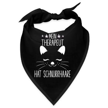 Mein Therapeut hat Schnurrhaare süßer Katzenspruch - Bandana - Schwarz - Vorne
