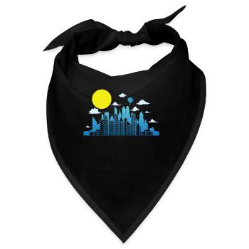 Skyline mit Mond Gebäude Stadt Silhouette - Bandana - Schwarz - Vorne