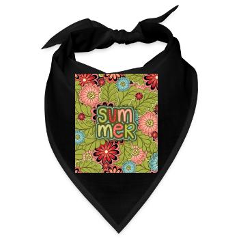 Sommer, Muster, Blumenmuster, Sommermuster - Bandana - Schwarz - Vorne