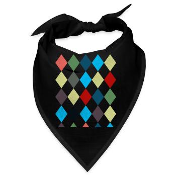 Rhombus Weißes Rotes Kostüm Halloween Anzug - Bandana - Schwarz - Vorne