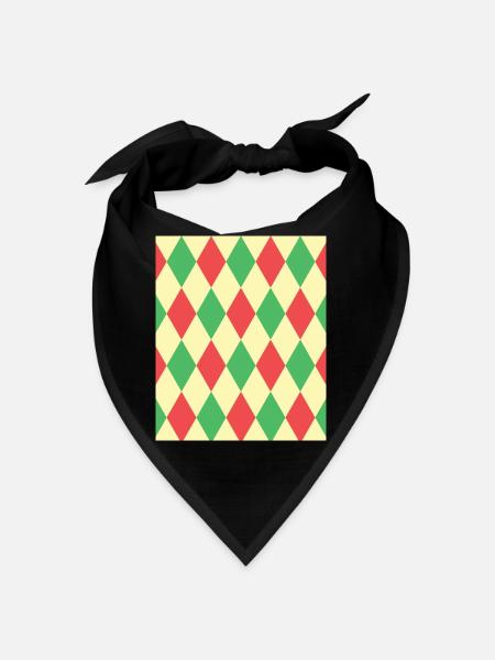 Rhombus Yellow Red Green Costume Halloween Suit - Bandana - black - Front