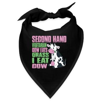 Second Hand Vegetarian, Cow Eats Grass, I Eat Cow - Bandana - Schwarz - Vorne