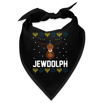 Hanukkah Jewish Ugly Christmas Menorah Cellphone - Bandana - Schwarz - Vorne