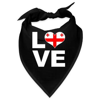 Ich liebe Georgien Herz Flagge Georgien - Bandana - Schwarz - Vorne