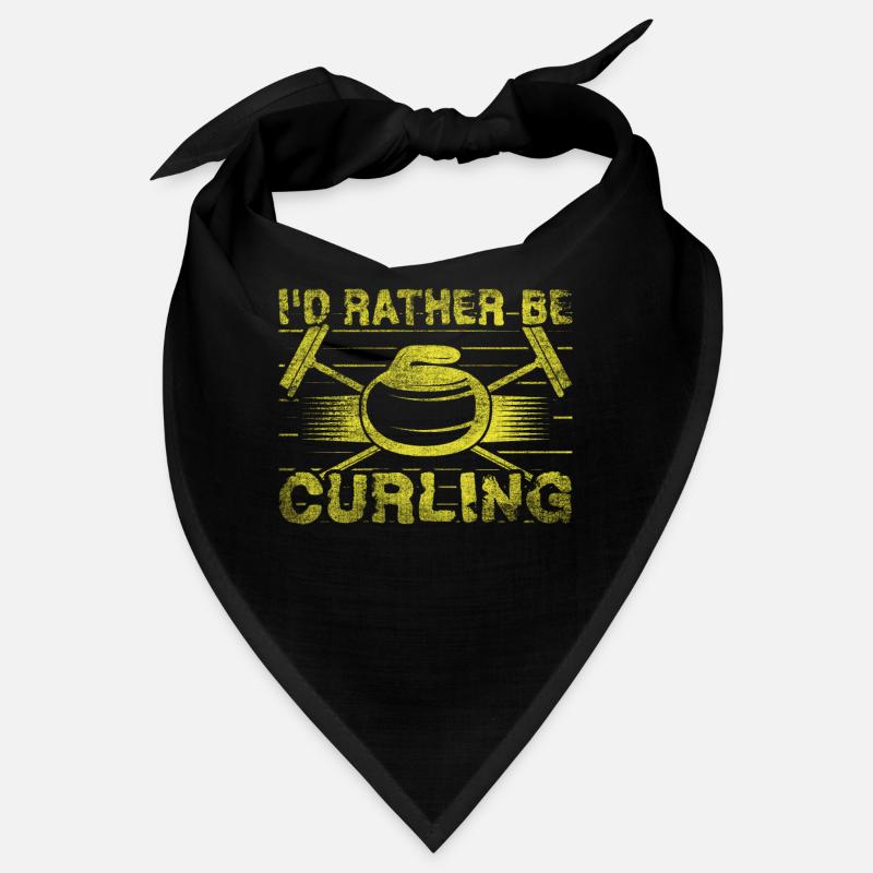 Coole Curling Plakette I'd rather be Curling Bandana