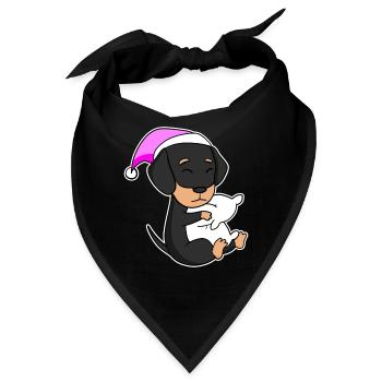 Hund Hunderasse Dackel - Bandana - Schwarz - Vorne