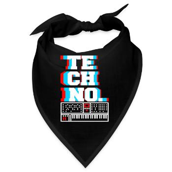 TECHNO. Awesome Retro DJ Techno Lover Designs - Bandana - Schwarz - Vorne