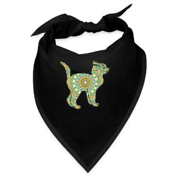 Mandala Katze Geometrie Muster - Bandana - Schwarz - Vorne