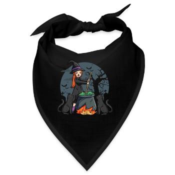 Hexe mit Kessel - Bandana - Schwarz - Vorne