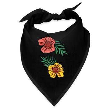 Tropische Blumen - Bandana - Schwarz - Vorne