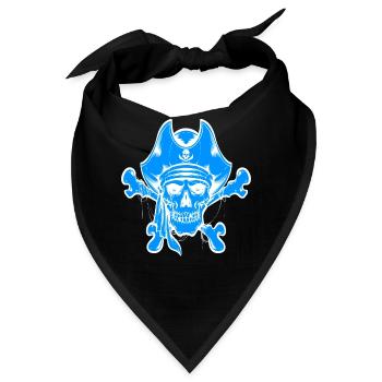 Totenkopf Pirat Piraten Piratenflagge Totenschädel - Bandana - Schwarz - Vorne