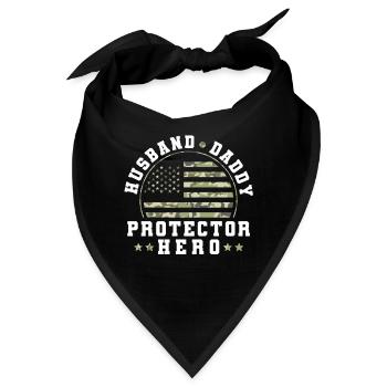 Husband Daddy Protector Hero US Army Veteran - Bandana - Schwarz - Vorne